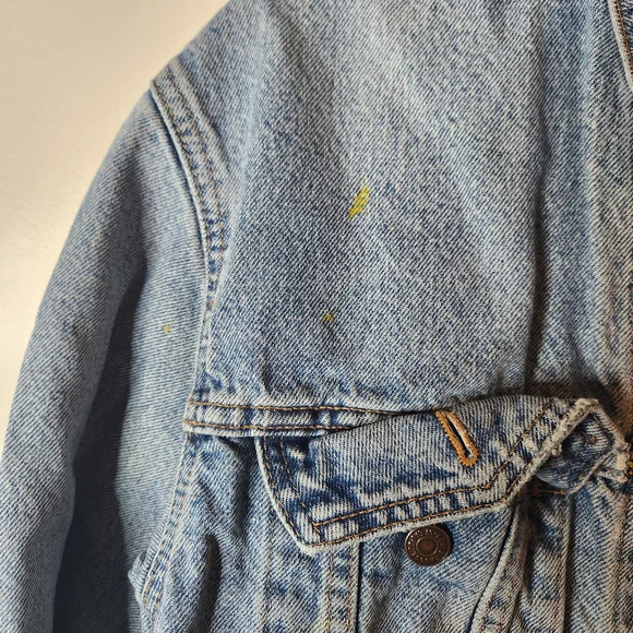 Levi's Vintage Mens Denim Trucker Jacket Flannel Blanket Lined Distressed Size M - Picture 2 of 10